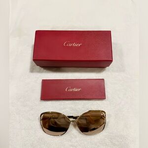 Cartier Women's Luxurious Gold Frame Sunglasses w/ Box & Case – Retail $1250+